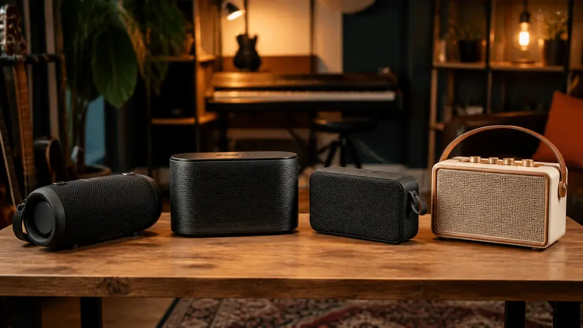 Bluetooth høyttaler test 2026 - JBL, Bose, Anker og Tivoli sammenlignet | Studio B