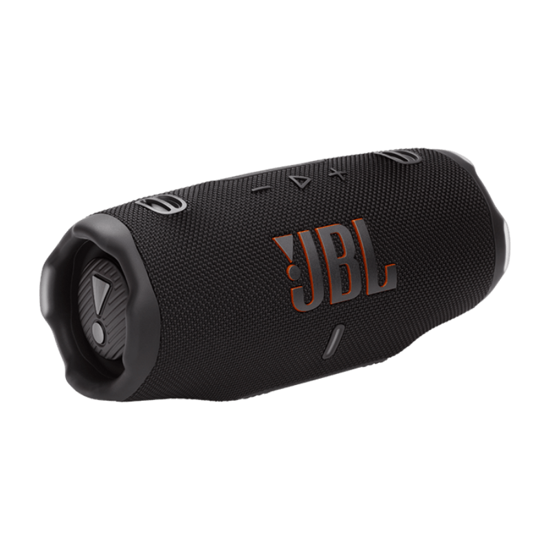 JBL Charge 6 bærbar bluetooth-høyttaler i svart, med kraftig basskabinett